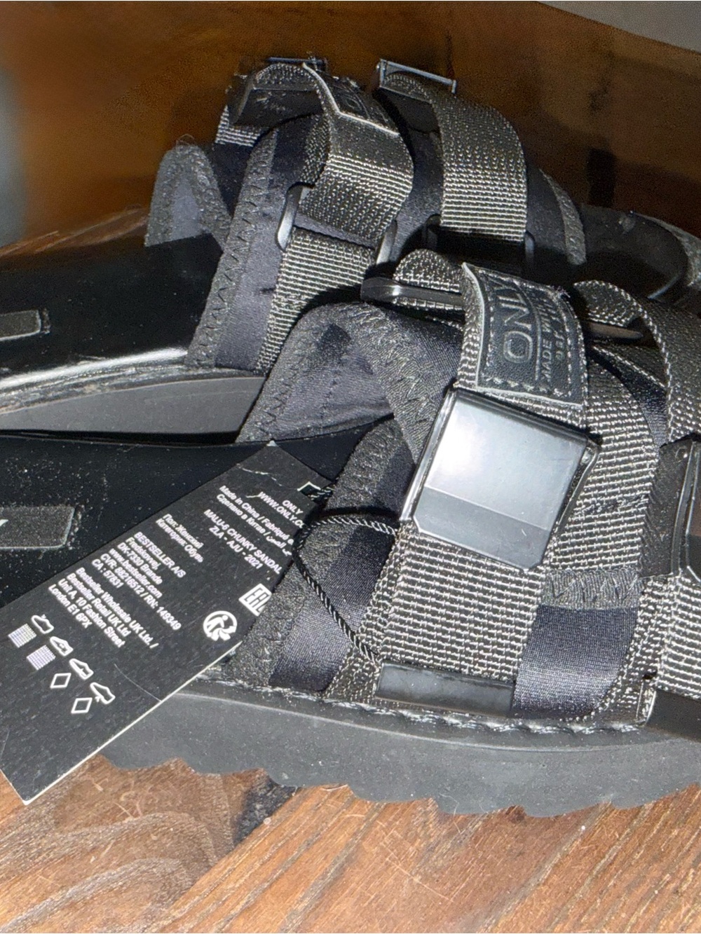 ONLY Shoes Onlmalu6 Chunky Utility Platform Slide Sandals - Black Size 7